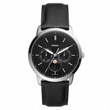 Fossil Neutra Minimalist Moonphase Black Dial Black Leather Strap Watch for Men - FS5904 Buy Now By Fossil