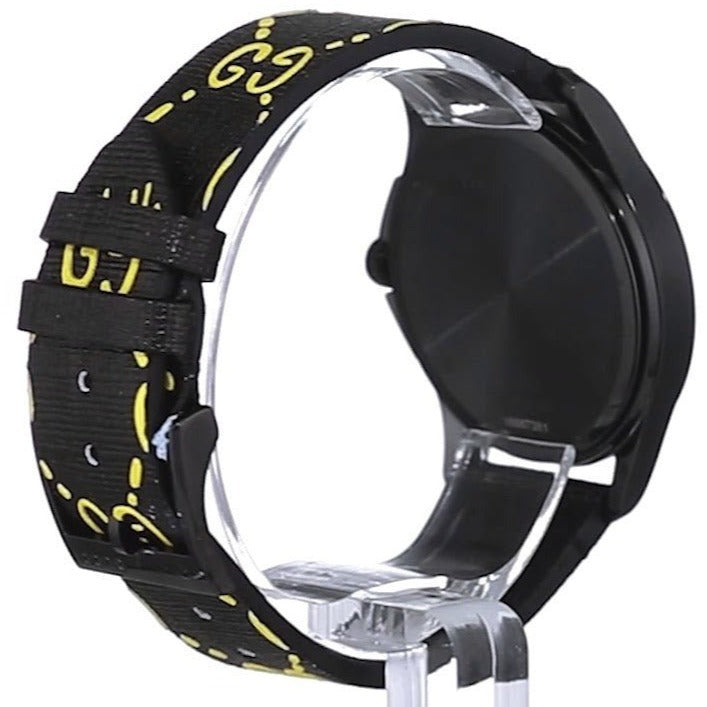 Gucci G Timeless Ghost Black Dial Black Leather Strap Watch For Men - YA1264019 Buy Now By Gucci