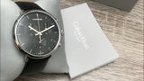 Calvin Klein High Noon Chronograph Black Dial Black Leather Strap Watch for Men - K8M271C1 Buy Now By Calvin Klein
