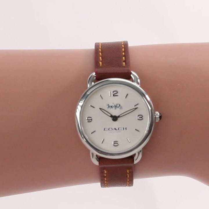 Coach Delancey Slim Cream Dial Brown Leather Strap Watch For Women - 14502789 Buy Now By Coach