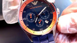 Emporio Armani Chronograph Blue Dial Blue Rubber Strap Watch For Men - AR5864 Buy Now By Emporio Armani