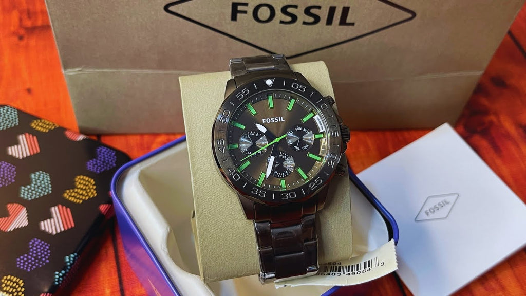 Fossil Bannon Multifunction Chronograph Green Dial Grey Steel Strap Watch for Men - BQ2504 Buy Now By Fossil