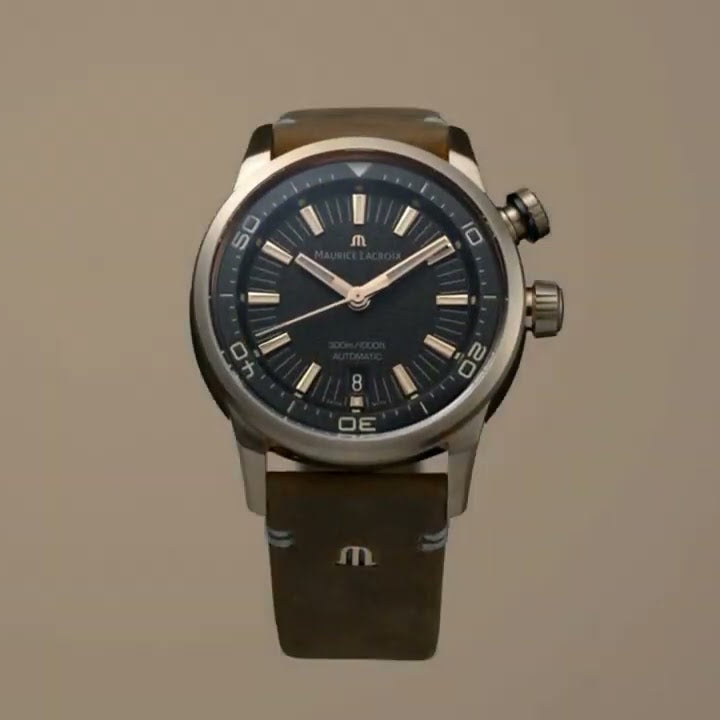 Maurice Lacroix Pontos S Diver Automatic Black Dial Brown Leather Strap Watch For Men - PT6248-BRZ01-330-2 Buy Now By Maurice Lacroix