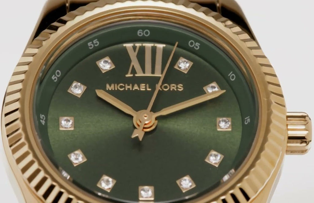Michael Kors Lexington Pave Three-Hand Green Dial Gold Steel Strap Watch for Women - MK4842 Buy Now By Michael Kors