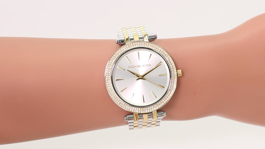 Michael Kors Darci Silver Dial Two Tone Stainless Steel Strap Watch for Women - MK3215