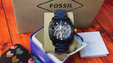 Fossil Modern Machine Automatic Skeleton Blue Dial Two Tone Steel Strap Watch for Men - ME3133 Buy Now By Fossil