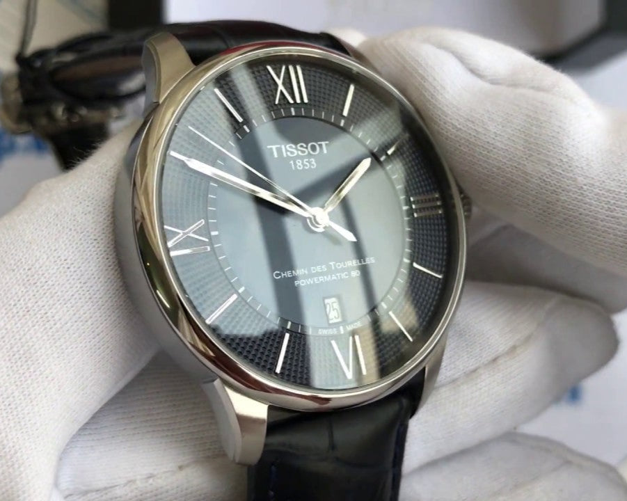 Tissot Chemin Des Tourelles Powermatic 80 Black Dial Black Leather Strap Watch For Men - T099.407.16.058.00 Buy Now By Tissot