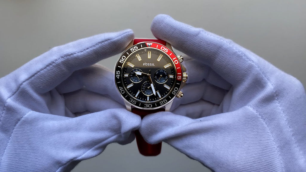 Fossil Bannon Multifunction Black Dial Red Silicone Strap Watch for Men - BQ2499 Buy Now By Fossil