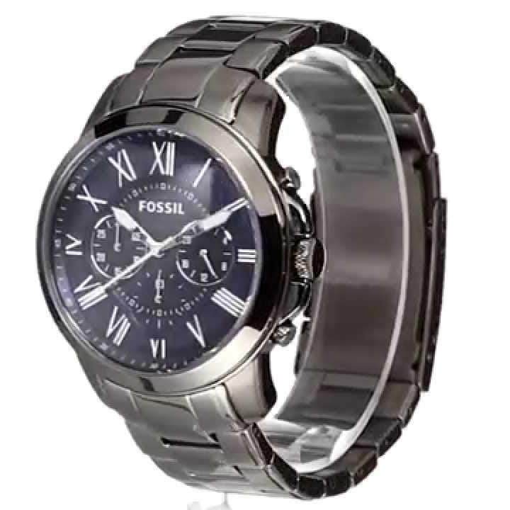 Fossil Grant Chronograph Blue Dial Grey Steel Strap Watch for Men - FS4831 Buy Now By Fossil
