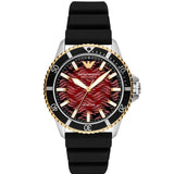 Emporio Armani Meccanico Automatic Red Dial Black Silicon Strap Watch For Men - AR60070 Buy Now By Emporio Armani