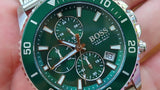 Hugo Boss Admiral Green Dial Silver Mesh Bracelet Watch for Men - 1513905 Buy Now By Hugo Boss