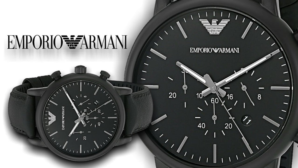 Emporio Armani Luigi Chronohraph Black Dial Black Leather Strap Watch For Men - AR1970 Buy Now By Emporio Armani