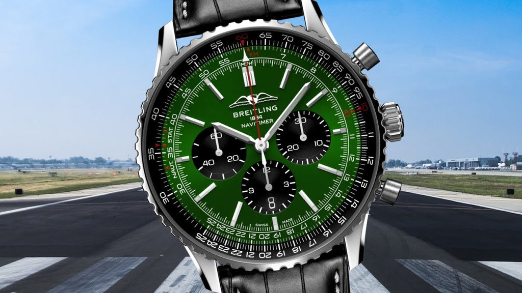 Breitling Navitimer B01 Chronograph 46 Green Dial Black Leather Strap Watch for Men - AB0137241L1P1 Buy Now By Breitling