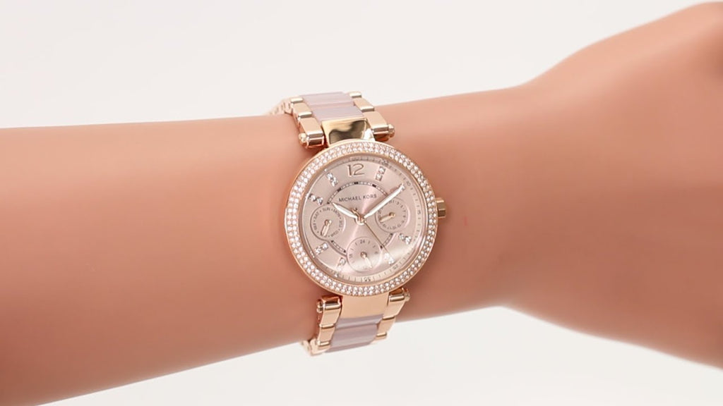 Michael Kors Parker Pink Dial Two Tone Steel Strap Watch for Women - MK6110 Buy Now By Michael Kors