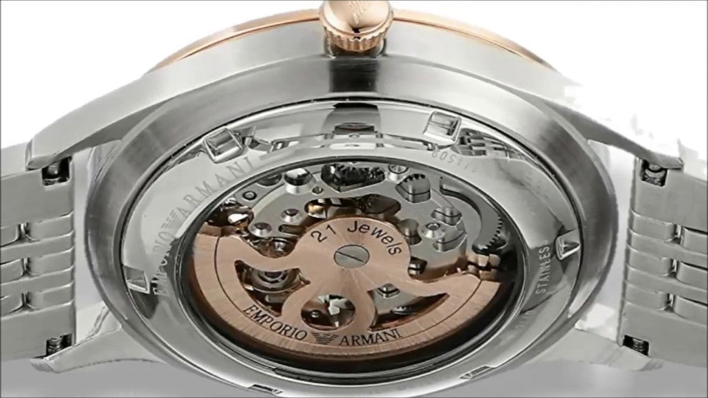 Emporio Armani Meccanico White Dial Two Tone Steel Strap Watch For Men - AR1921 Buy Now By Emporio Armani