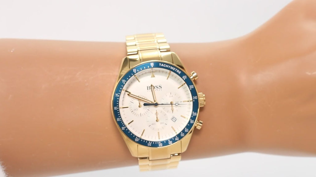 Hugo Boss Trophy White Dial Gold Steel Strap Watch for Men - 1513631 Buy Now By Hugo Boss