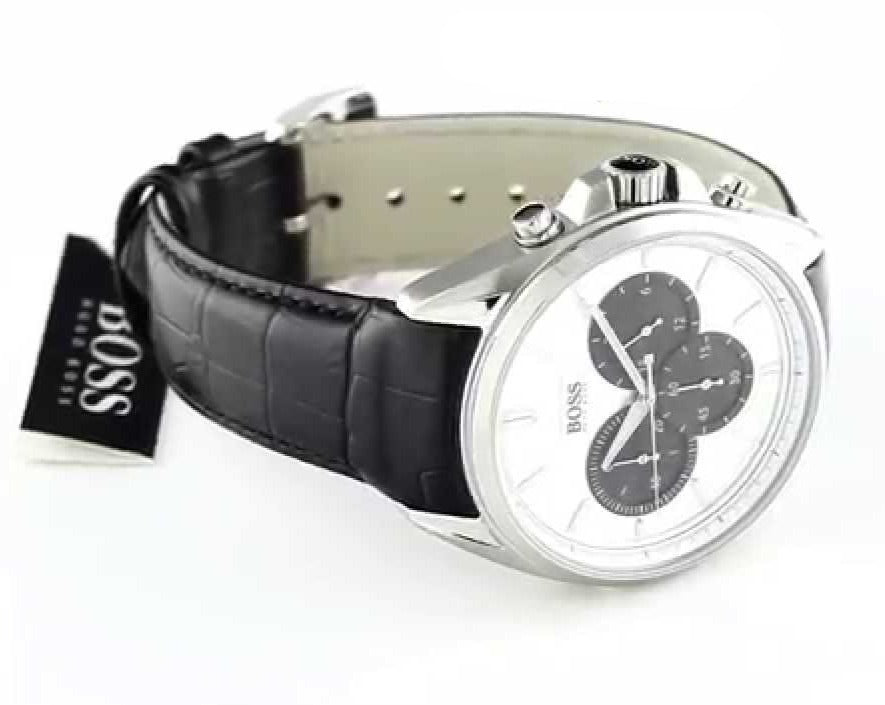 Hugo Boss Driver Chronograph Quartz Silver Dial Black Leather Strap Watch For Men - 1512880 Buy Now By Hugo Boss