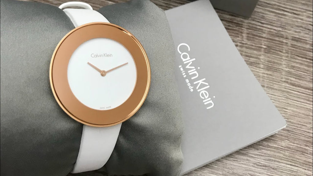 Calvin Klein Chic White Dial White Leather Strap Watch for Women - K7N236K2 Buy Now By Calvin Klein