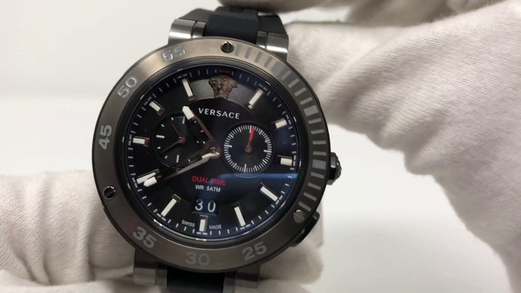 Versace V Extreme Chronograph Black Tone Dial Black Rubber Strap Watch for Men - VCN020017 Buy Now By Versace