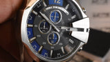 Diesel Mega Chief Chronograph Blue Dial Silver Steel Strap Watch For Men - DZ4417 Buy Now By Diesel