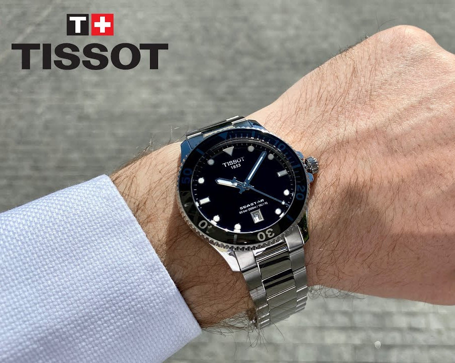 Tissot Seastar 1000 Black Dial Silver Steel Strap Watch For Men - T120.410.11.051.00