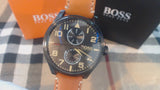 Hugo Boss Aeroliner Maxx Chronograph Black Dial Brown Leather Strap Watch For Men - 1513082 Buy Now By Hugo Boss