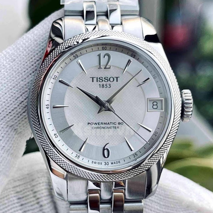 Tissot Ballade Powermatic 80 Automatic Mother of Pearl Dial Silver Steel Strap Watch For Women - T108.208.11.117.00