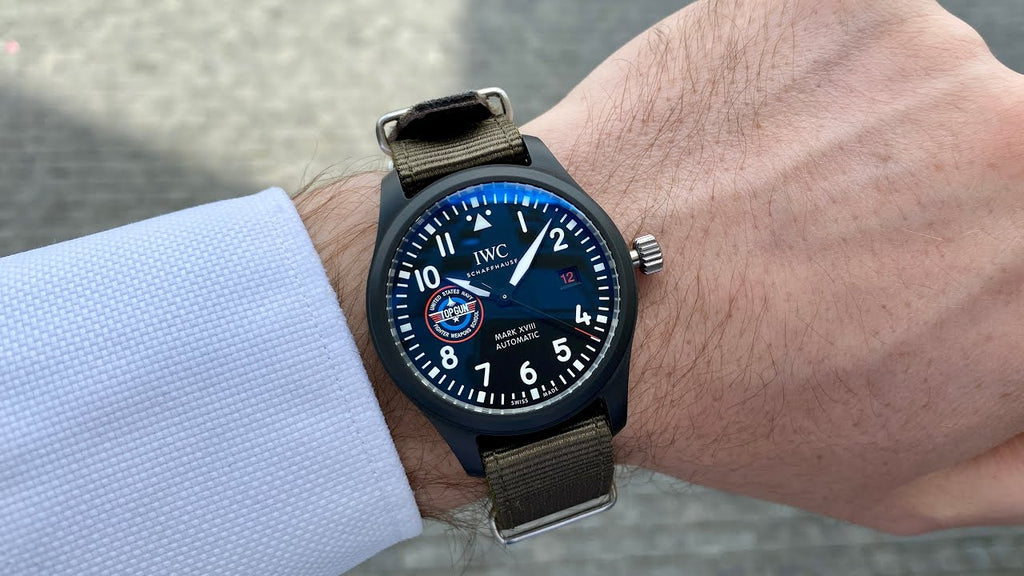 IWC Pilot’s Watch Mark XVIII Top Gun Edition “SFTI” Black Dial Green Nylon Strap Watch for Men - IW324712 Buy Now By IWC