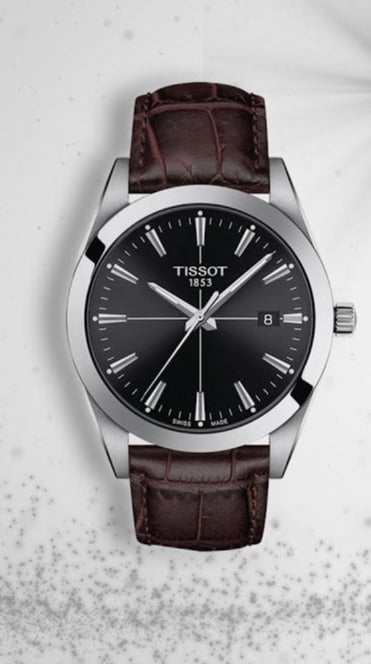 Tissot Gentlemen Black Dial Brown Leather Strap Watch for Men - T127.410.16.051.01 Buy Now By Tissot