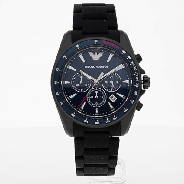 Emporio Armani Sigma Chronograph Blue Dial Black Silicone Strap Watch For Men - AR6121 Buy Now By Emporio Armani