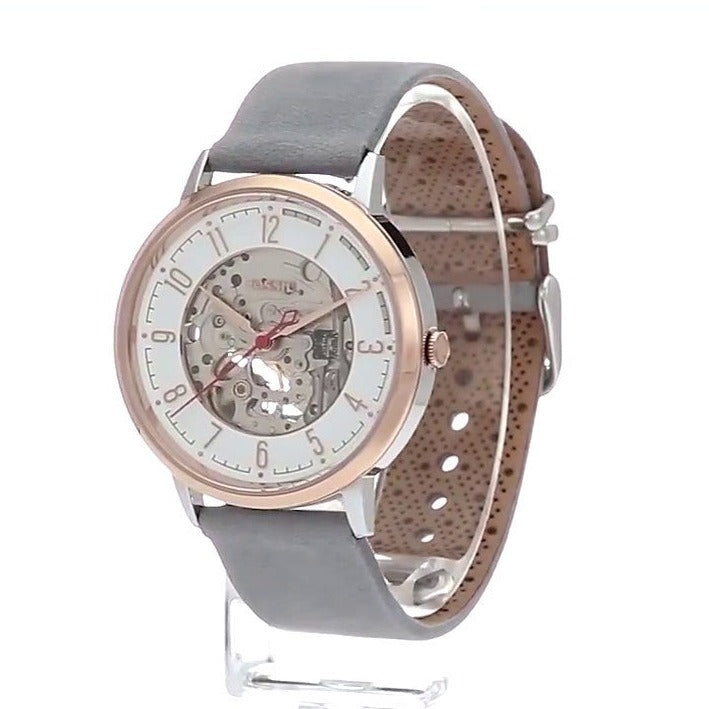 Fossil Vintage Muse Automatic Skeleton White Dial Grey Leather Strap Watch for Women - ME3131 Buy Now By Fossil