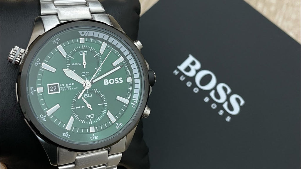 Hugo Boss Globetrotter Green Dial Silver Steel Strap Watch for Men - 1513930 Buy Now By Hugo Boss