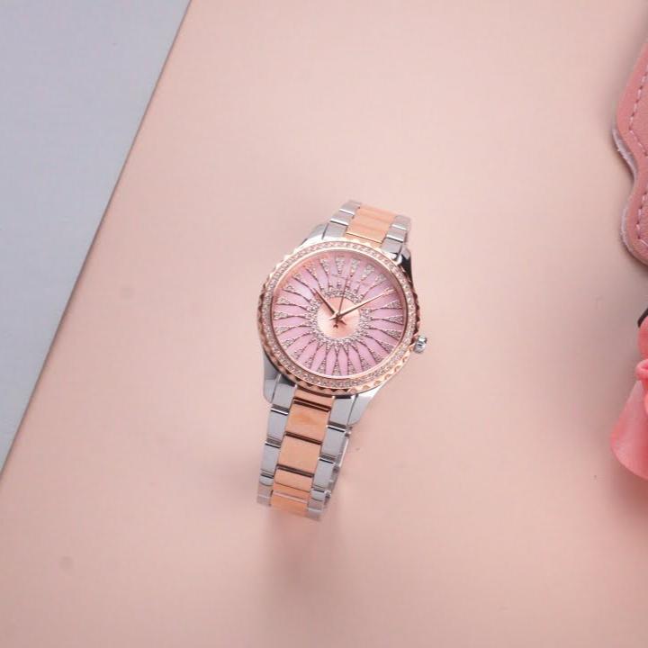 Michael Kors Layton Three Hand Pink Dial Two Tone Steel Strap Watch For Women - MK6894 Buy Now By Michael Kors