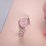 Michael Kors Layton Three Hand Pink Dial Two Tone Steel Strap Watch For Women - MK6894 Buy Now By Michael Kors