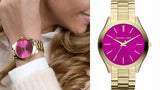 Michael Kors Slim Runway Pink Dial Rose Gold Steel Strap Watch for Women - MK3264 Buy Now By Michael Kors