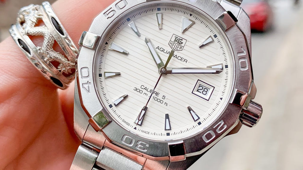 Tag Heuer Aquaracer Automatic 41mm White Dial Silver Steel Strap Watch for Men - WAY2111.BA0928