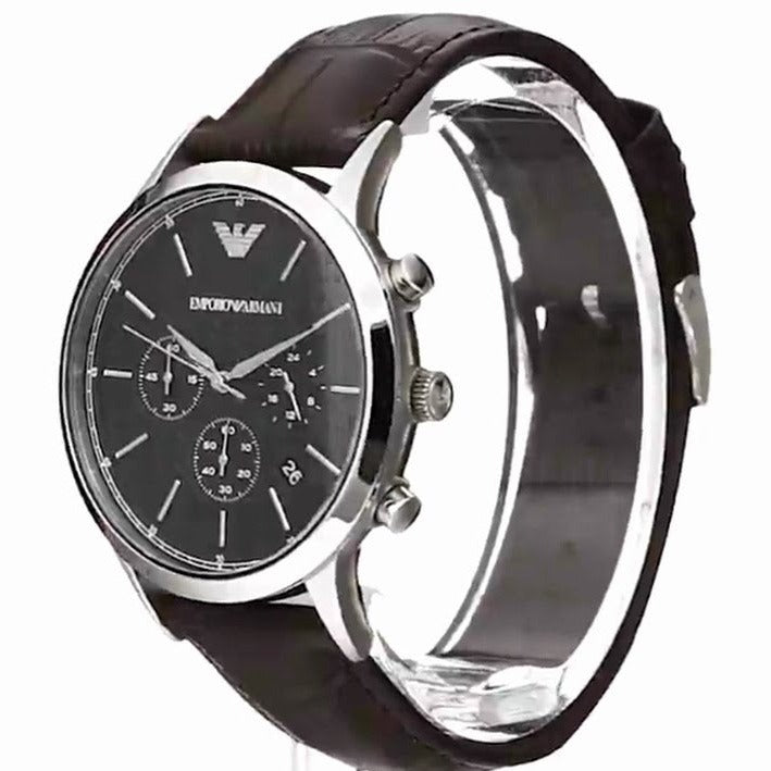 Emporio Armani Renato Chronograph Black Dial Brown Leather Strap Watch For Men - AR2482 Buy Now By Emporio Armani