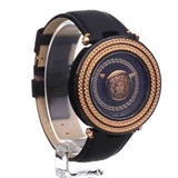 Versace V Metal Icon Black Dial Black Leather Strap Watch For Men - VQL020015 Buy Now By Versace