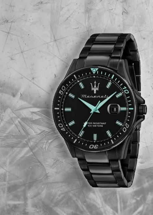 Maserati SFIDA Aqua Edition Analog Black Dial Black Steel Strap Watch For Men - R8853144001 Buy Now By Maserati