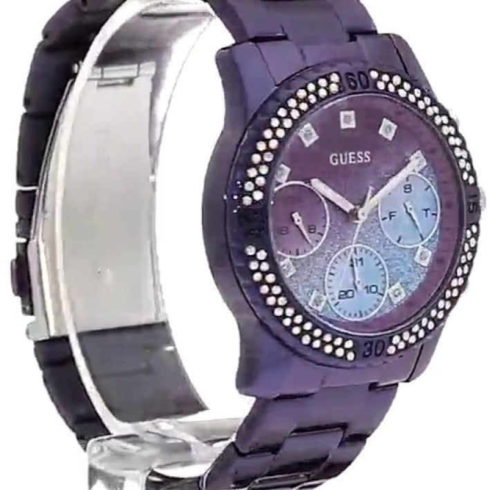 Guess Confetti Diamonds Purple Dial Purple Steel Strap Watch for Women - W0774L4 Buy Now By Guess