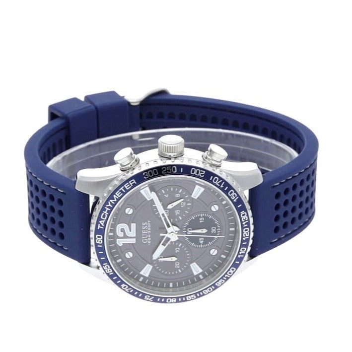 Guess Fleet Chronograph Black Dial Blue Rubber Strap Watch for Men - W0971G2 Buy Now By Guess