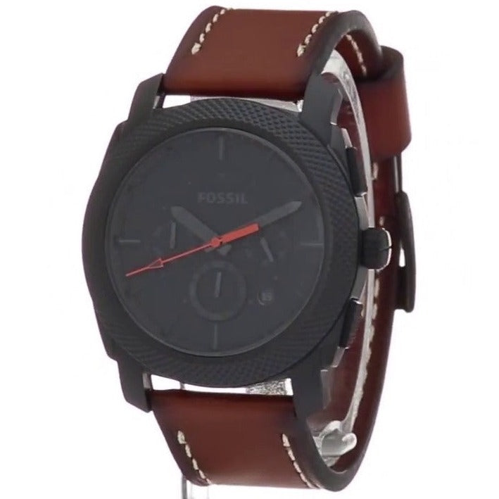 Fossil Machine Chronograph Black Dial Brown Leather Strap Watch for Men - FS5234 Buy Now By Fossil