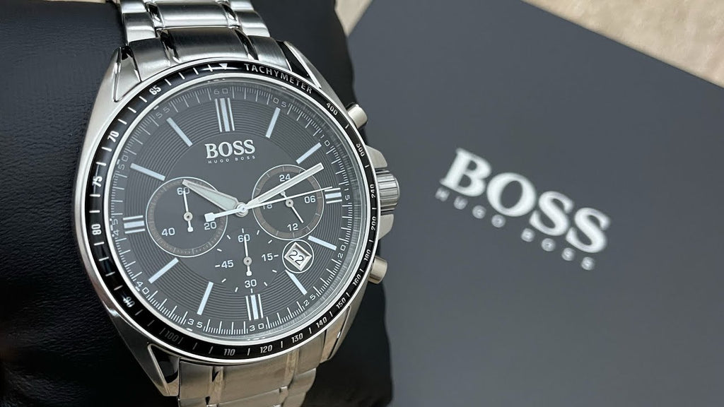 Hugo Boss Driver Chronograph Black Dial Silver Steel Strap Watch For Men - 1513080 Buy Now By Hugo Boss