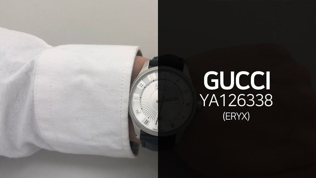 Gucci G Timeless Eryx Silver Dial Black Leather Strap Watch For Men - YA126338 Buy Now By Gucci