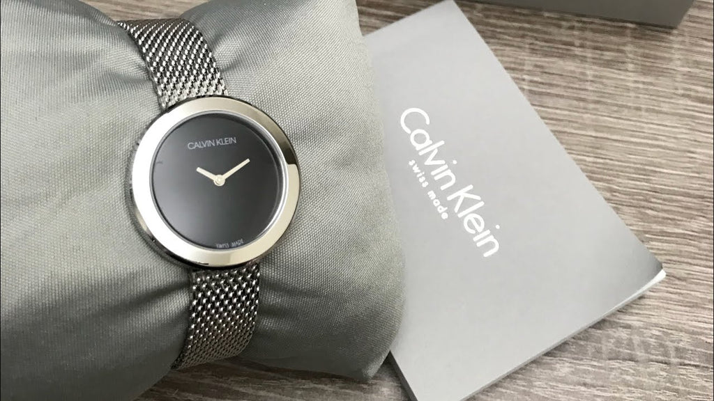 Calvin Klein Firm Black Dial Silver Mesh Bracelet Watch for Women - K3N23121 Buy Now By Calvin Klein