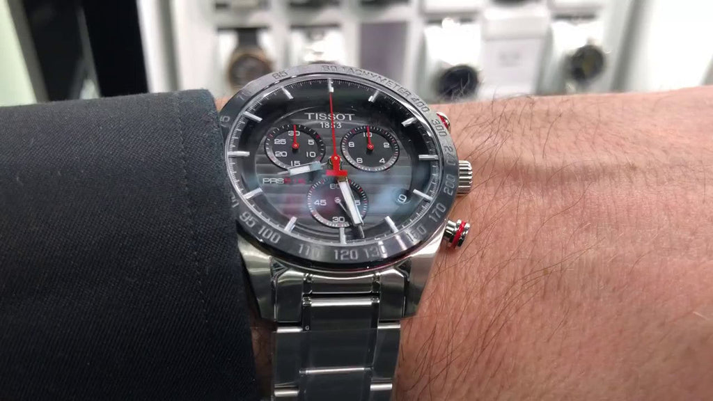 Tissot T Sport PRS 516 Chronograph Black Dial Silver Steel Strap Watch For Men - T100.417.11.051.01 Buy Now By Tissot