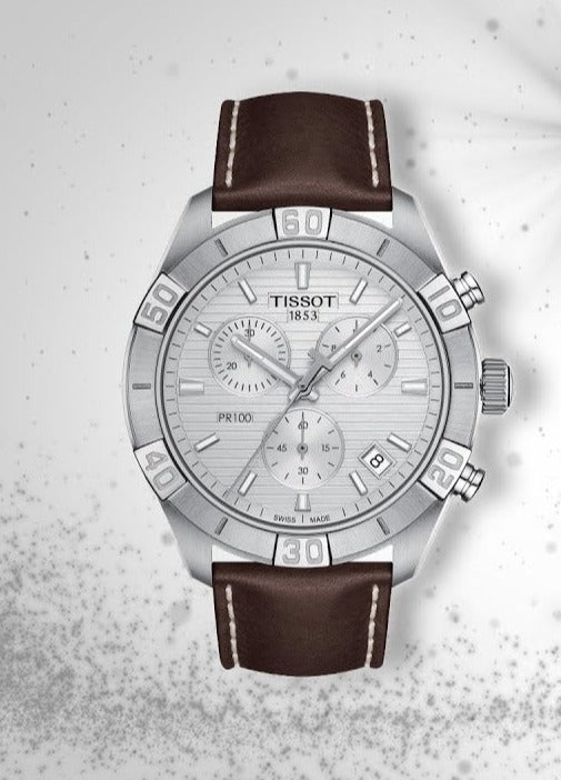 Tissot PR 100 Sport Quartz Chronograph Silver Dial Brown Leather Strap Watch For Men - T101.617.16.031.00 Buy Now By Tissot