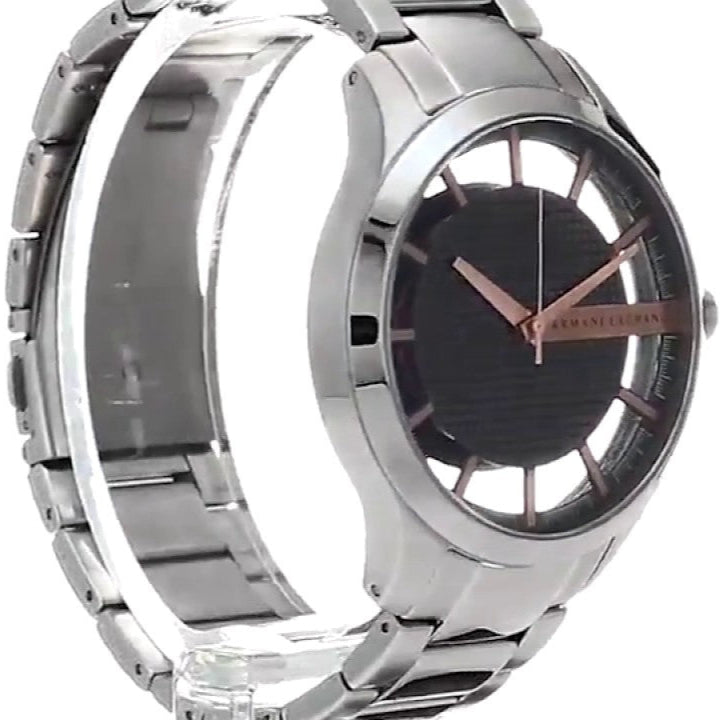 Armani Exchange Hampton Chronograph Skeleton Black Dial Silver Steel Strap Watch For Men - AX2199 Buy Now By Armani Exchange