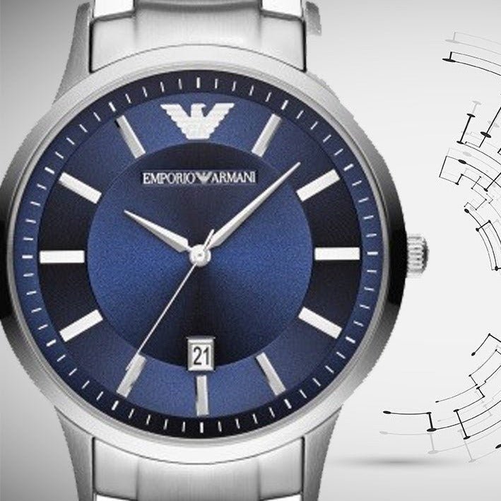 Emporio Armani Renato Blue Dial Silver Steel Strap Watch For Men - AR2477 Buy Now By Emporio Armani