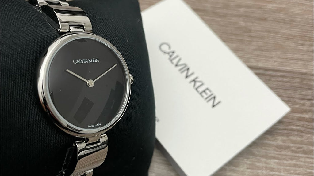Calvin Klein Wavy Black Dial Silver Steel Strap Watch for Women - K9U23141 Buy Now By Calvin Klein